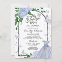 Quinceanera Butterflys Dusty Blue Gown Español