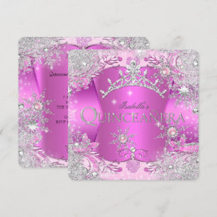 Invitación Quinceanera caliente de invierno de color rosa mar
