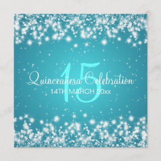 Invitación Quinceañera Celebración Fiesta Invierno Azul espum