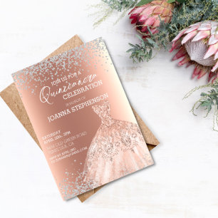 Invitación Quinceanera Celebración fiesta Vestir diamantes