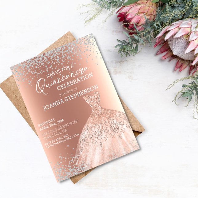 Invitación Quinceanera Celebración fiesta Vestir diamantes (Subido por el creador)