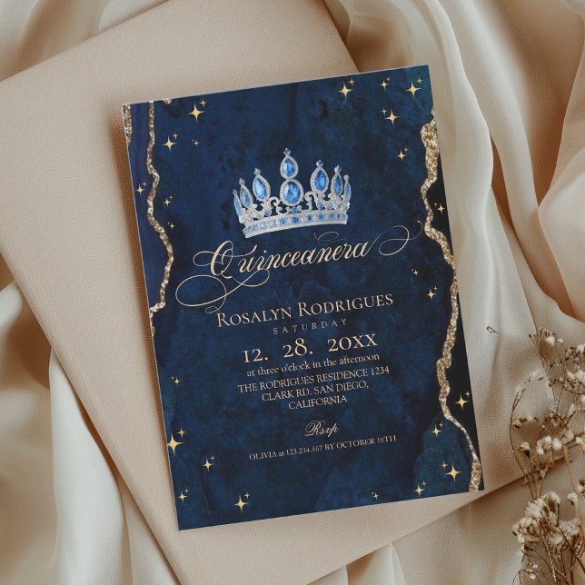 Invitación Quinceañera Celestial Princesa Azul Estrellas Dora (Subido por el creador)