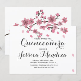 Invitación Quinceañera Cerezo Floral Dulce 15