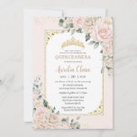 Invitación Quinceañera Champagne Ivory Rubor Floral Gold<br><div class="desc">Personalice esta elegante invitación Quinceanera / Sweet 16 Cumpleaños con su propia redacción fácil y rápidamente, simplemente pulse el botón personalizar it para reorganizar y formatear el estilo y la ubicación del texto. Elementos coincidentes disponibles en el almacén. Todo el texto es editable. Puede editarse para otras ocasiones. La corona...</div>