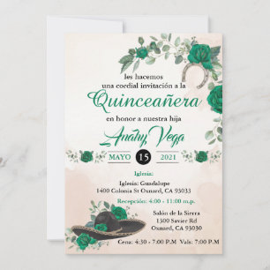 Invitación Quinceañera Charra Emerald