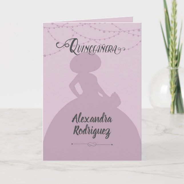 Invitación Quinceanera Charro Morado de Pluma Azucarada (Anverso)