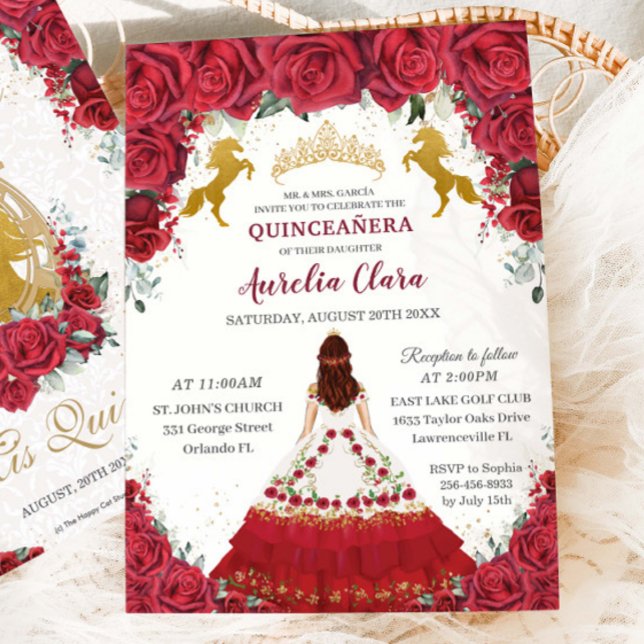 Invitación Quinceañera Charro Red Floral Princesa Caballos de (Subido por el creador)