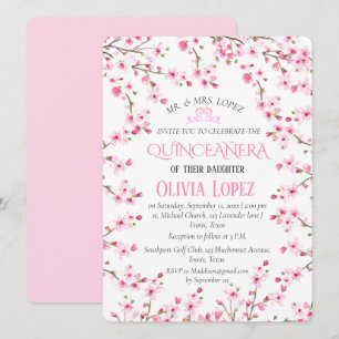Invitación Quinceañera Cherry Blossom Floral 15º cumpleaños