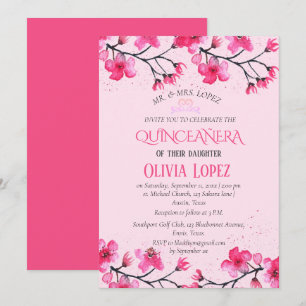 Invitación Quinceañera Cherry Blossom Floral 15º cumpleaños