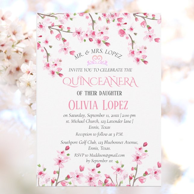 Invitación Quinceañera Cherry Blossom Floral 15º cumpleaños (Subido por el creador)