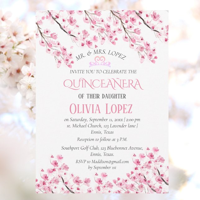 Invitación Quinceañera Cherry Blossom Floral 15º cumpleaños (Subido por el creador)