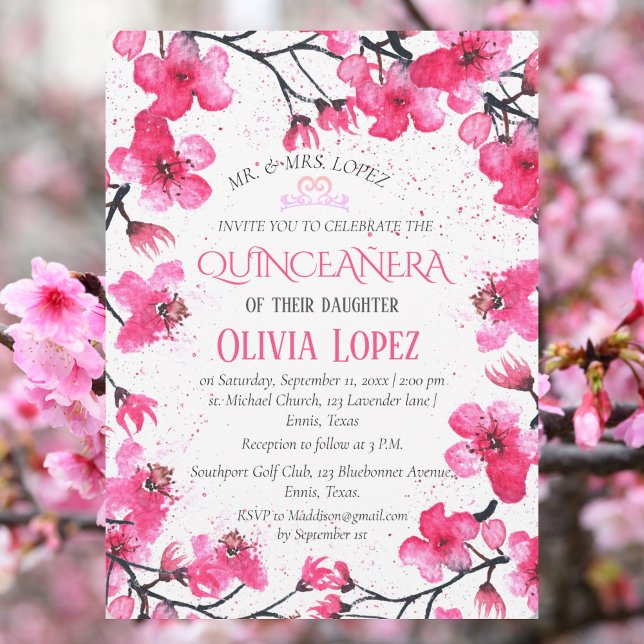 Invitación Quinceañera Cherry Blossom Floral 15º cumpleaños (Subido por el creador)