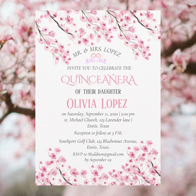 Invitación Quinceañera Cherry Blossom Floral 15º cumpleaños (Subido por el creador)