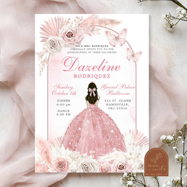 Invitación Quinceañera Chic Boho Rosa (Subido por el creador)