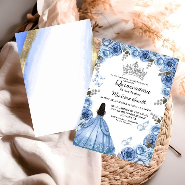 Invitación Quinceanera Chica de la mariposa floral azul turqu (Subido por el creador)