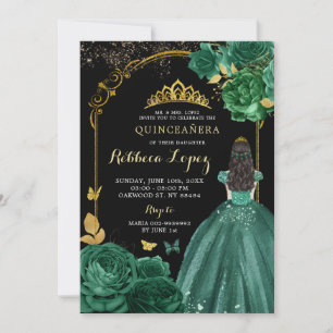 Invitación Quinceañera, Chica real verde esmeralda