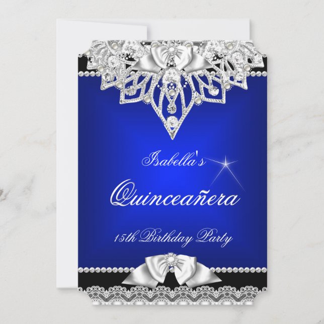 Invitación Quinceanera Chica Royal Blue 15 (Anverso)