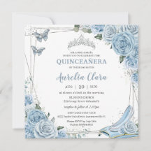 Quinceañera Cinderella Princesa Bebé Floral Azul