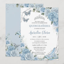 Quinceañera Cinderella Princesa Bebé Floral Azul