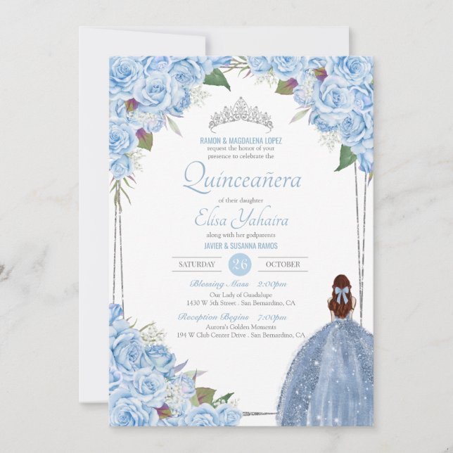 Invitación Quinceanera Cinderella Princess Birthday (Anverso)