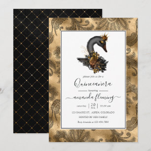 Invitación Quinceañera Cisne Negro