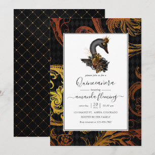 Invitación Quinceañera Cisne Negro