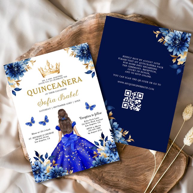 Invitación Quinceanera Código QR Princesa Real de Mariposa Az (Subido por el creador)