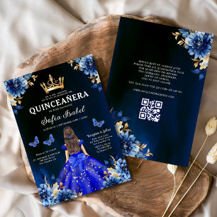 Invitación Quinceanera Código QR Princesa Real de Mariposa Az