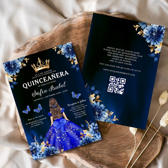 Invitación Quinceanera Código QR Princesa Real de Mariposa Az (Subido por el creador)