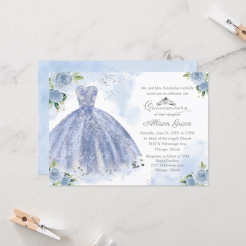 Invitaciones Azul Y Colores Plata | Zazzle.es