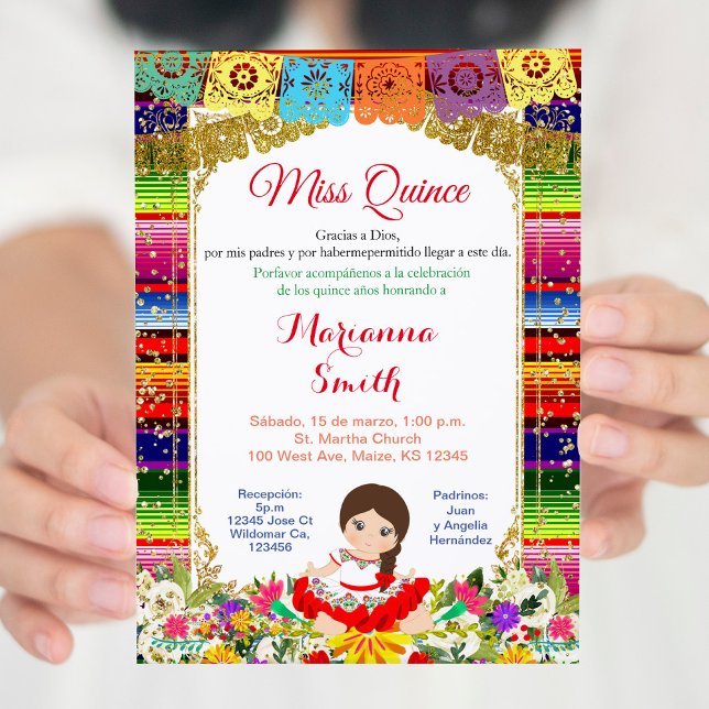 Invitación Quinceañera Color Dorado Mexicana Señorita Quince (Subido por el creador)