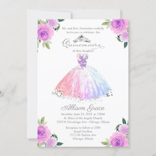 Invitación Quinceanera Colores de pastel bilingües