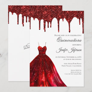 Invitación Quinceañera con brillo plateado
