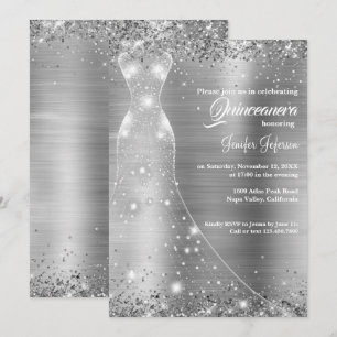 Invitación Quinceañera con confeti brillante