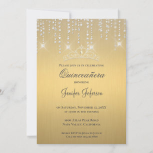 Invitación Quinceañera con confeti plateado brilla