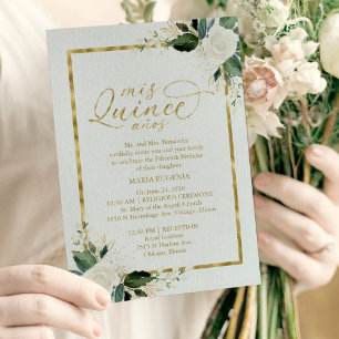 Invitación Quinceañera con Estampado Floral en Hoj