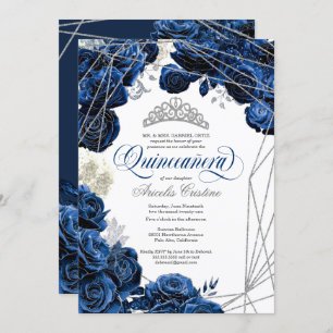 Invitación Quinceañera con Rosas azules de la Marina Real y T