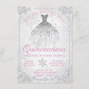 Invitación Quinceañera Copo de Nieve País de las Maravillas d