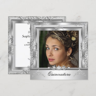 Invitación Quinceañera Cumpleaños 15 Años Tiara Blanca Plata