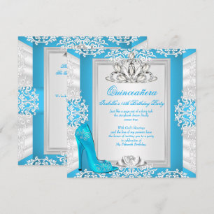 Invitación Quinceañera Cumpleaños 15 Cinderella Tacón Azul