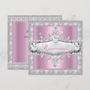 Invitación Quinceañera Cumpleaños 15 Diamante Rosa Tiara