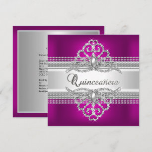 Invitación Quinceañera Cumpleaños 15 Fiesta Plata Brillo Rosa