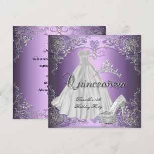 Invitación Quinceañera Cumpleaños 15 Lilac Púrpura