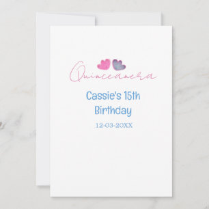 Invitación quinceañera cumpleaños 15 nombre flor azul rosa