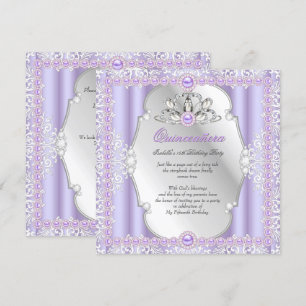 Invitación Quinceañera Cumpleaños 15 Perla Púrpura Plata