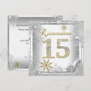 Invitación Quinceañera Cumpleaños 15 Plata Oro Blanco Elite