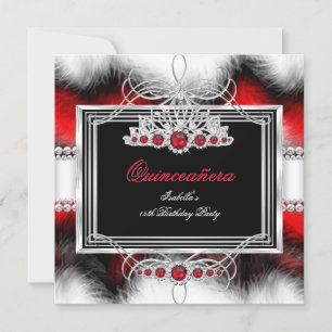 Invitación Quinceañera Cumpleaños 15 Pluma Roja Perla