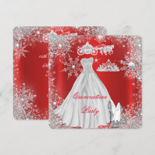 Invitación Quinceañera Cumpleaños 15 Regal Rojo Fiesta de Cum