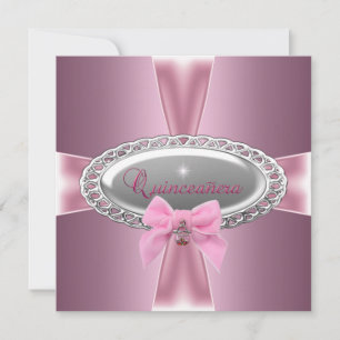 Invitación Quinceañera Cumpleaños 15 Satén Lazo Rosa