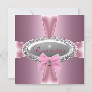 Invitación Quinceañera Cumpleaños 15 Satén Lazo Rosa